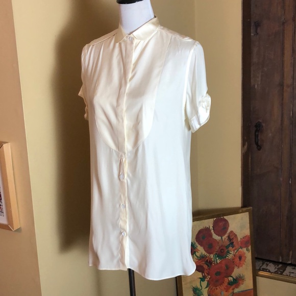 RAG & BONE size 6 Silk Tunic Ecru Metal Buttons Romantic Breathable Elegant $249 - Picture 3 of 12